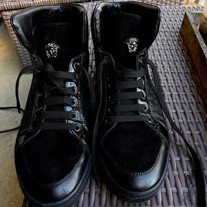 Versace black high-top sneakers shoe